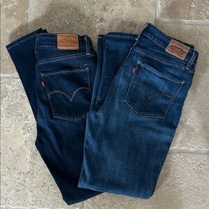 Levi's 2 Pair of Dark Blue Denim Jeans - Dark Indigo and Blue